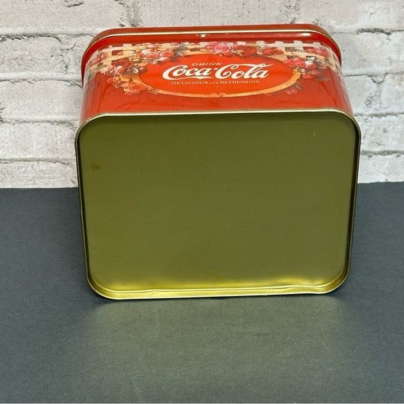 Coca-Cola Coke Vintage 6 in. Square Tin Decor Woman Floral Logo - Picture 5 of 13